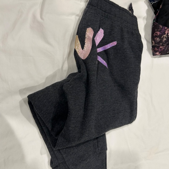 VS Pink Bling rainbow logo back dark gray jogger sweatpants XS - Picture 6 of 6